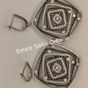 Sterling silver 2" long cubic zirconia earrings, weight 23.8 gram MRSP $650 CAD